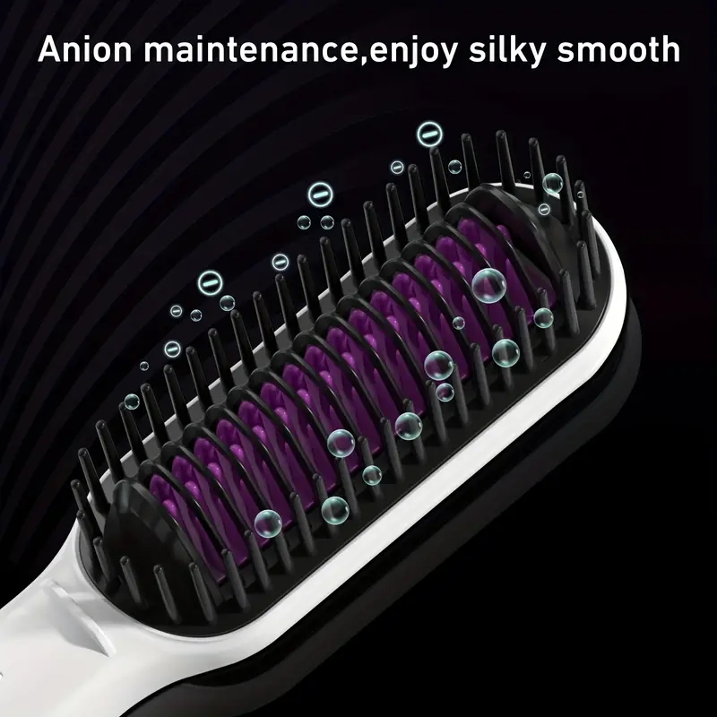 Multifunctional Negative Ion Hair Straightener Styling Comb, Hair Straightener Brush And Curler, Portable Electric Straightening Comb Fast Heating