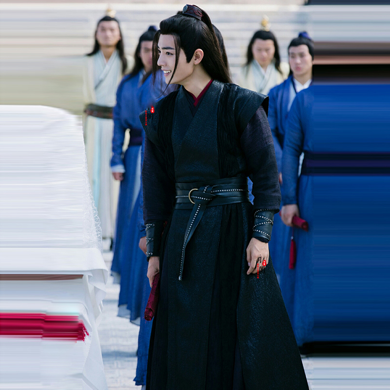 TV Play Chen Qing Lin Outfit Xiao Zhan Same Style Men Hanfu Cotton Linen Black Martial Arts Swordman Costume Prodigal Chivalrous Ancient Clothing