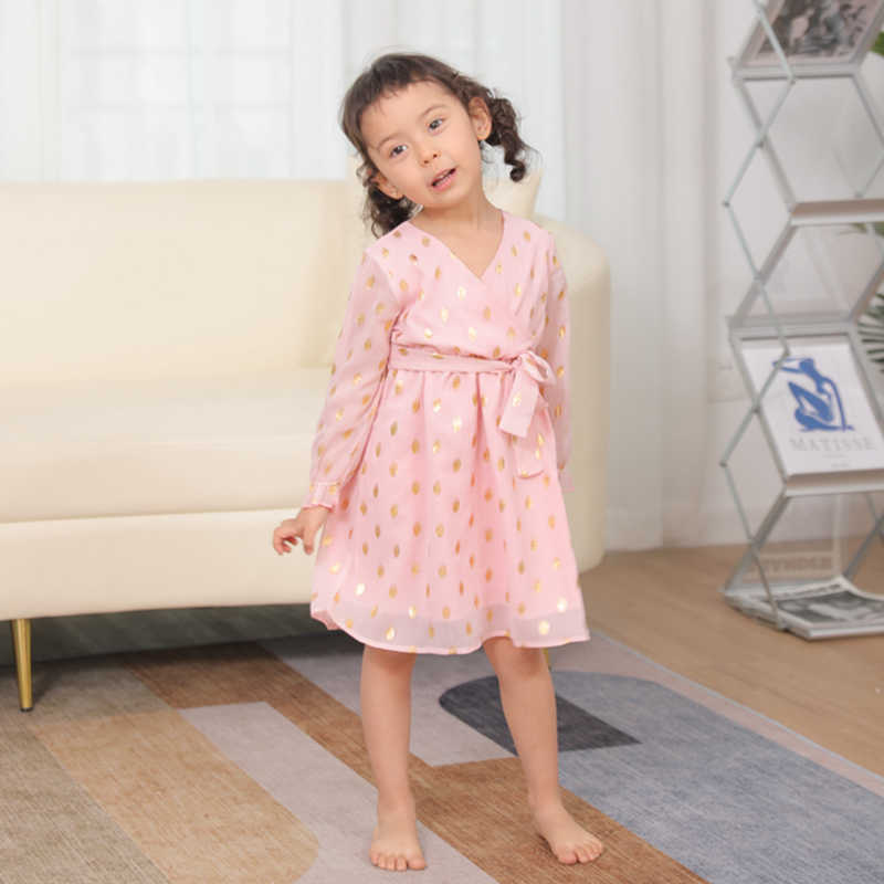 Family Matching Outfits Matching Mother Daughter Clothes Spring Autumn Mommy and Me Dress Chiffon Matching Family Outfits Women Kids Baby Girl Dress R