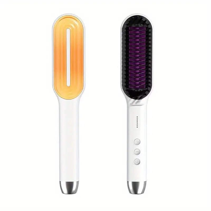 Multifunctional Negative Ion Hair Straightener Styling Comb, Hair Straightener Brush And Curler, Portable Electric Straightening Comb Fast Heating