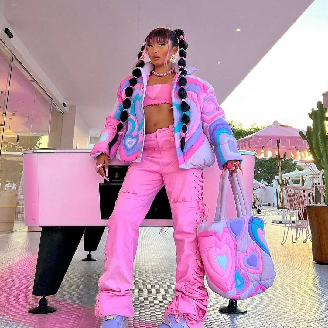 Womens Jackets Fall Winter Pink Coat Women Fluffy Cotton Clothing Single Breasted Lovely Loose Patchwork Streetwear Y2K Top Jacket Blouses 230810