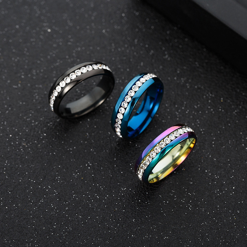 Solitaire Ring MIXMAX 50PCs/Lot Mens Womens Stainless Steel Rings One Row Shining Fashion Jewelry Beautiful Party Gift Wedding Bands 230810