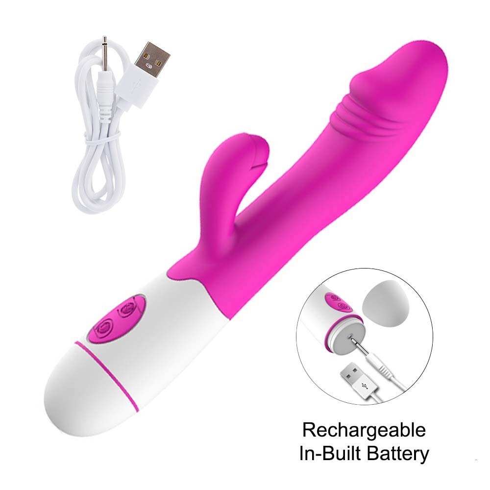 Vibrators 30 Speed Rechargeable Handheld Silicone Adult Clit Clitoral Clitoris Sex Toy G Spot Dual Motor Rabbit Vibrator for Women Female 230811