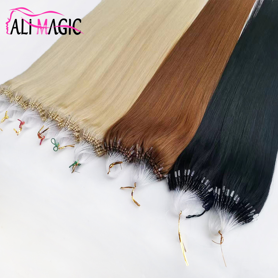 1g Micro Loop Human Hair Extensions Healthy End Micro Link Micro Ring 100pcs Keratin Capsule Straight Natural Hair