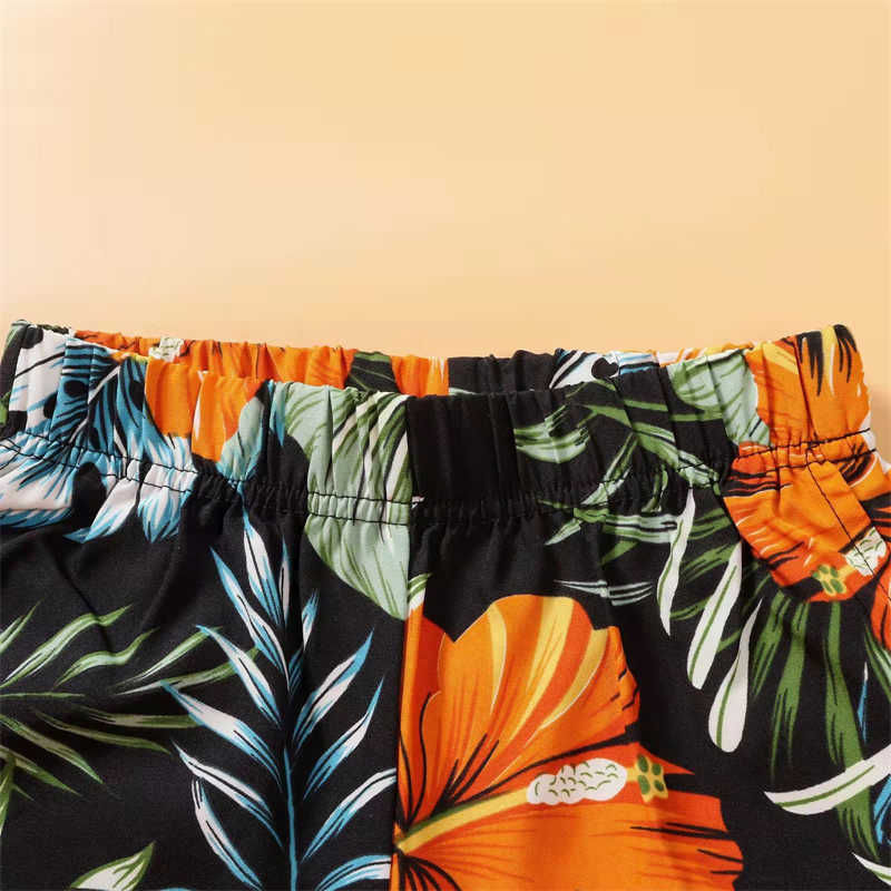 Family Matching Outfits Hawaii Family Matching Outfits Off-Shoulder Mother Daughter Dresses Flower Mommy and Me Clothes Father Son Shirts+Shorts R2308