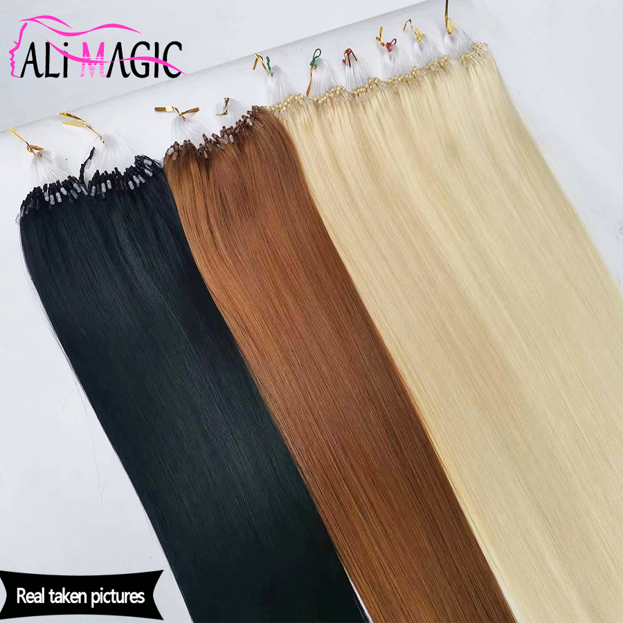 1g Micro Loop Human Hair Extensions Healthy End Micro Link Micro Ring 100pcs Keratin Capsule Straight Natural Hair