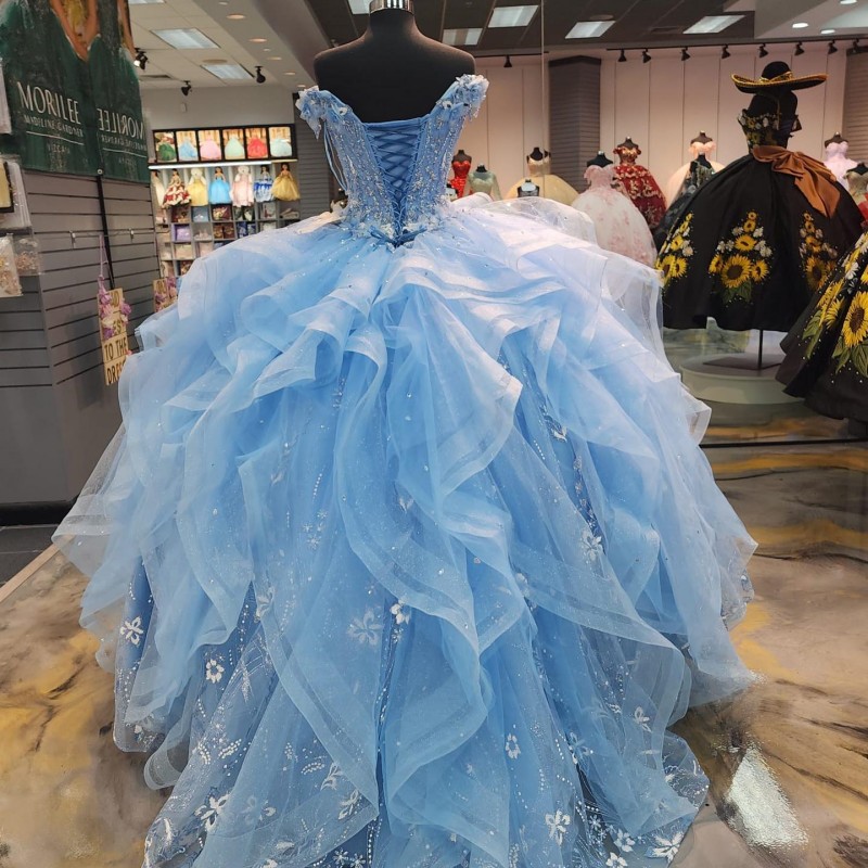 Sky Blue Princess Quinceanera Dresses 2026 Off Shoulder Sequin Appliques Lace Beading Party Birthday Sweet 16 Ball Gown Vestidos De 15 Anos