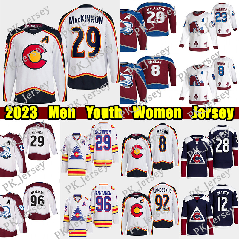 #29 Nathan MacKinnon Reverse Retro hockey jersey #8 Cale Makar Mikko Rantanen Gabriel Landeskog Miles Wood Joe Sakic Drouin Valeri Nichushkin Ryan Johansen jerseys