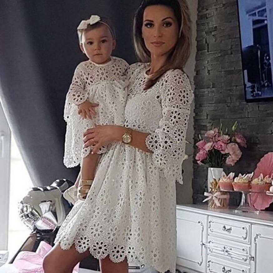 Family Matching Outfits Mother and Daughter Dresses Family Matching Outfits Clothes Floral Women Girls Short Mini Dress Mom Baby Party Clothing R23081