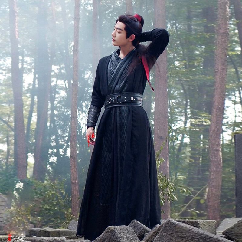 TV Play Chen Qing Lin Outfit Xiao Zhan Same Style Men Hanfu Cotton Linen Black Martial Arts Swordman Costume Prodigal Chivalrous Ancient Clothing