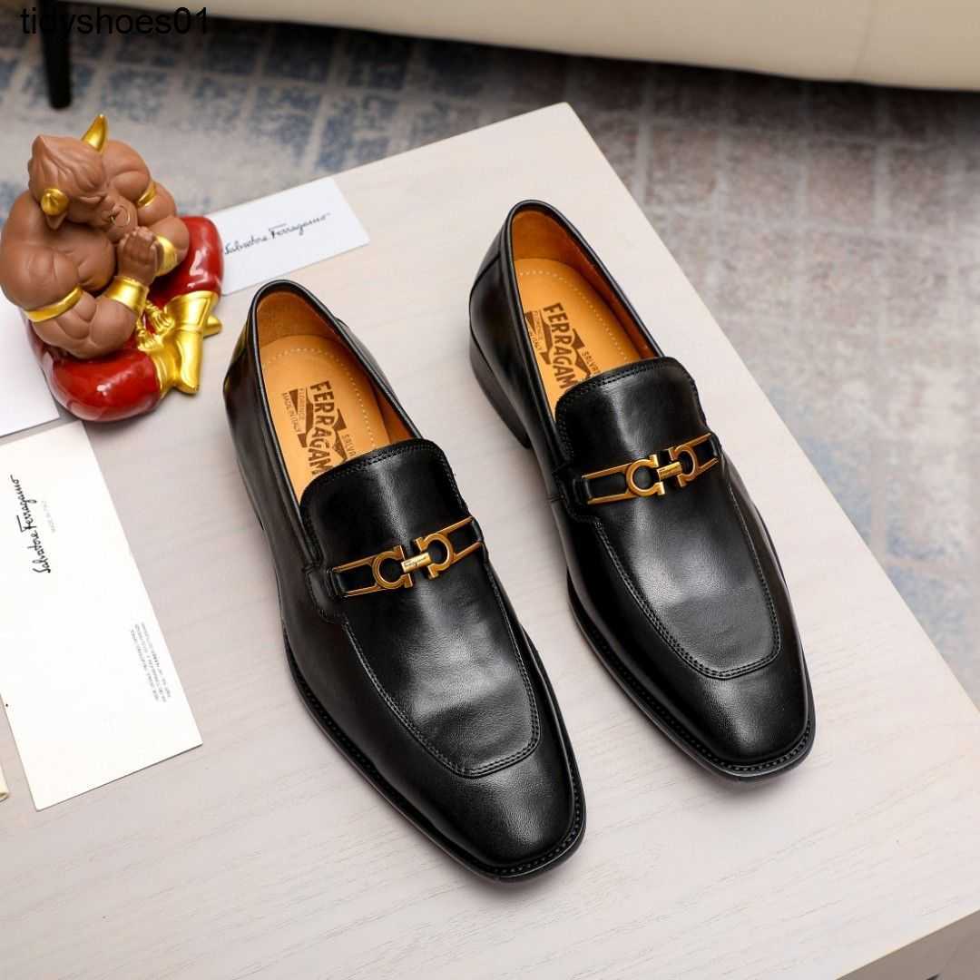 new men s dress shoes british style business casual leather versatile in summer soft and breathable genuine one foot pedal pointed to ferragamoshoes ferragamos N1O2