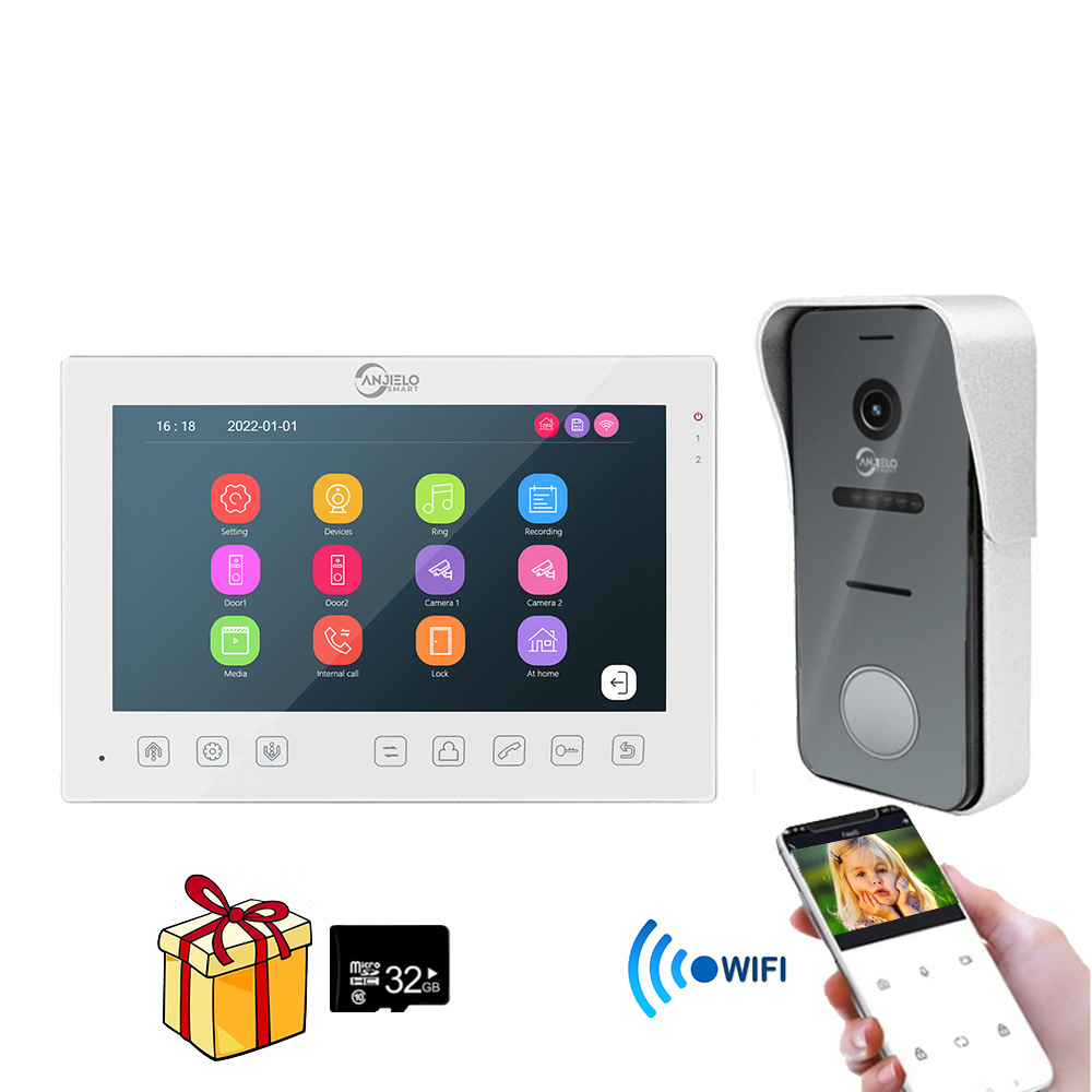 Hot selling Anjielosmart 7 Inch Screen Monitor with Video Doorbell Camera Night Vision Video Doorphone System For Home Villa