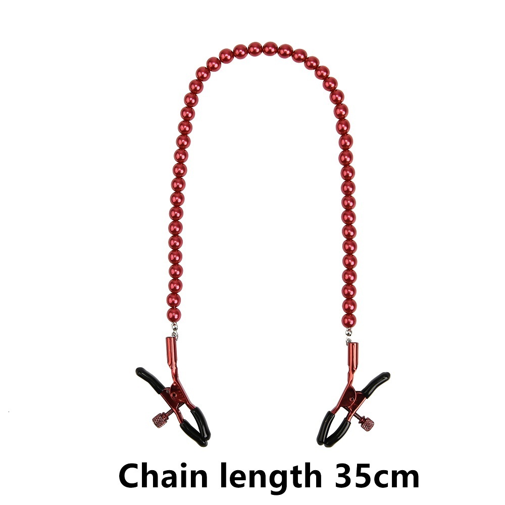 Bondage Female Nipple Clamps With Pearl Chain Set Woman Metal Colorful Clips Breast Restraint Slave Fetish Sex Toy 230811