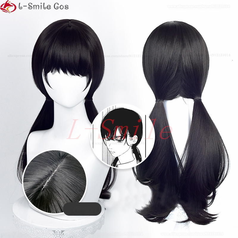 Cosplay Wigs Anime Chainsaw Man Mitaka Asa Cosplay Wig Asa Mitaka 65cm Long Black Heat Resistant Synthetic Hair Halloween Wigs Wig Cap 230810