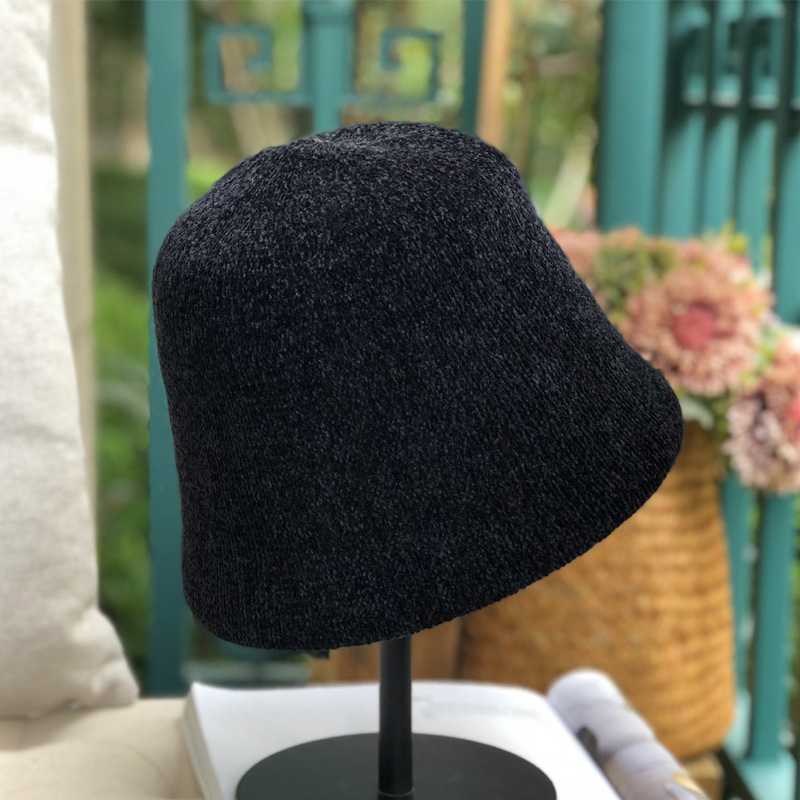 Wide Brim Hats Bucket Hats MAXSITI U Black chenille dome Bucket Hat Women's fashion Harajuku fisherman hat autumn winter casual warm versatile ba