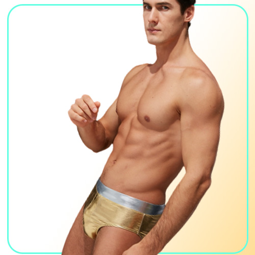 Gold Silver Swimwear Men Waterproof Swimming Trunks Surf Shorts Gay Bikinis Beach Sexy Swim Brief Swimsuits9189816