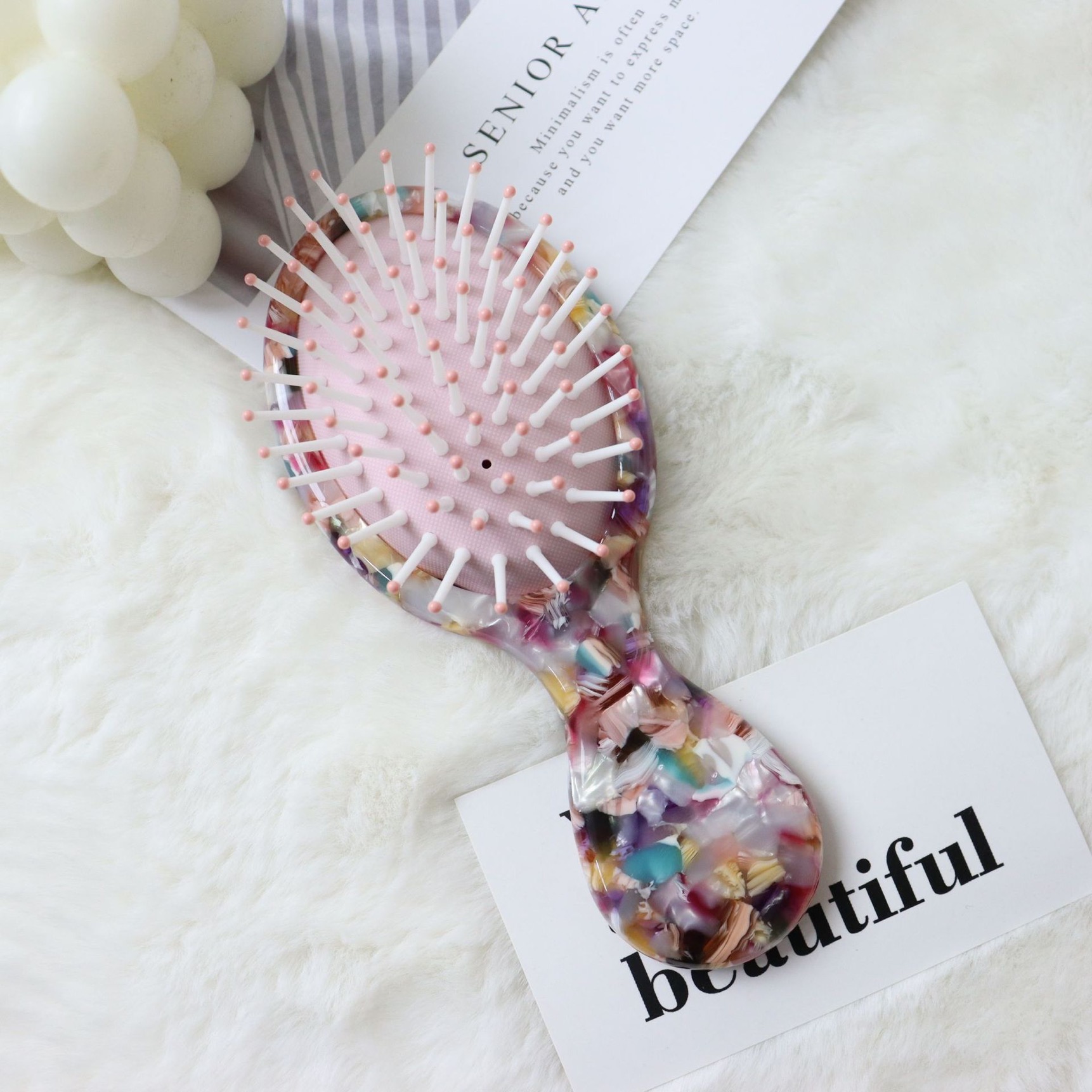 Wholesale Lovely Hair Brushes Massage Hair Comb with Handle Mini Portable Travel Hair Accessories Tools
