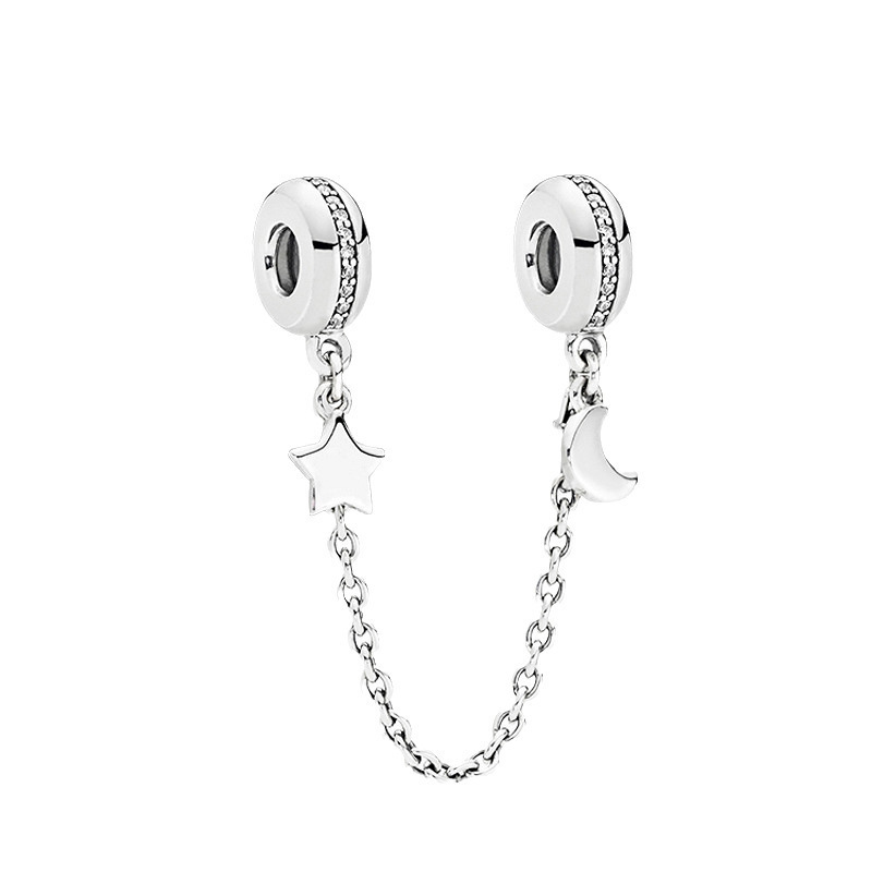 925 Sterling Silver Shining Love Personal Galaxy Heart Sign Flying Dance Safety Chain DIY String Bead Accessorie Free Ship