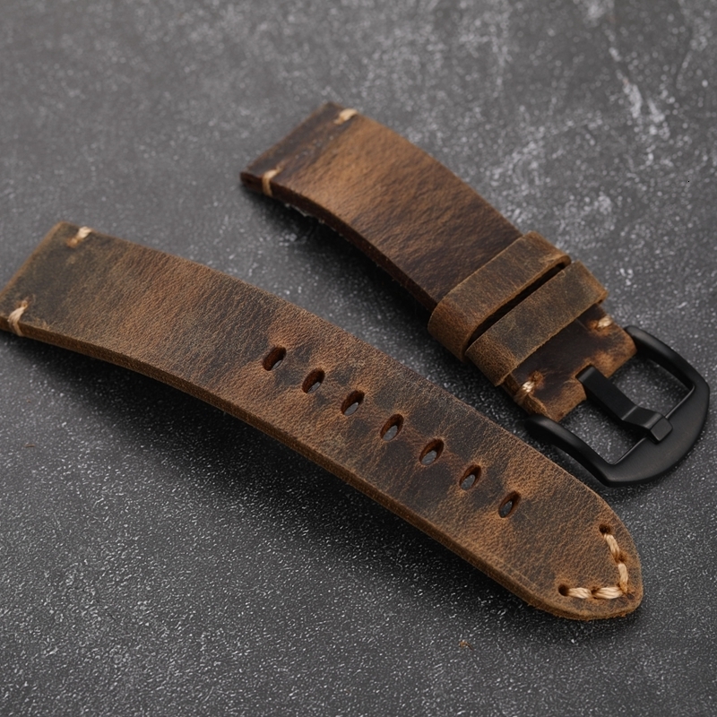 Watch Bands Handmade First Layer Cowhide Leather Watchband 20 22 23 24 26MM Brown Padded Leather Strap For PAM111 441 Soft Men's Bracelet 230810