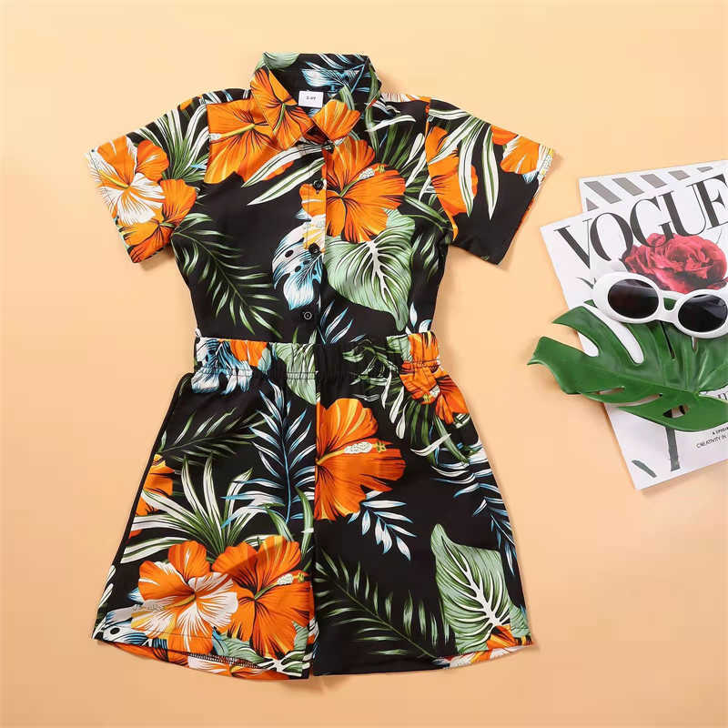 Family Matching Outfits Hawaii Family Matching Outfits Off-Shoulder Mother Daughter Dresses Flower Mommy and Me Clothes Father Son Shirts+Shorts R2308