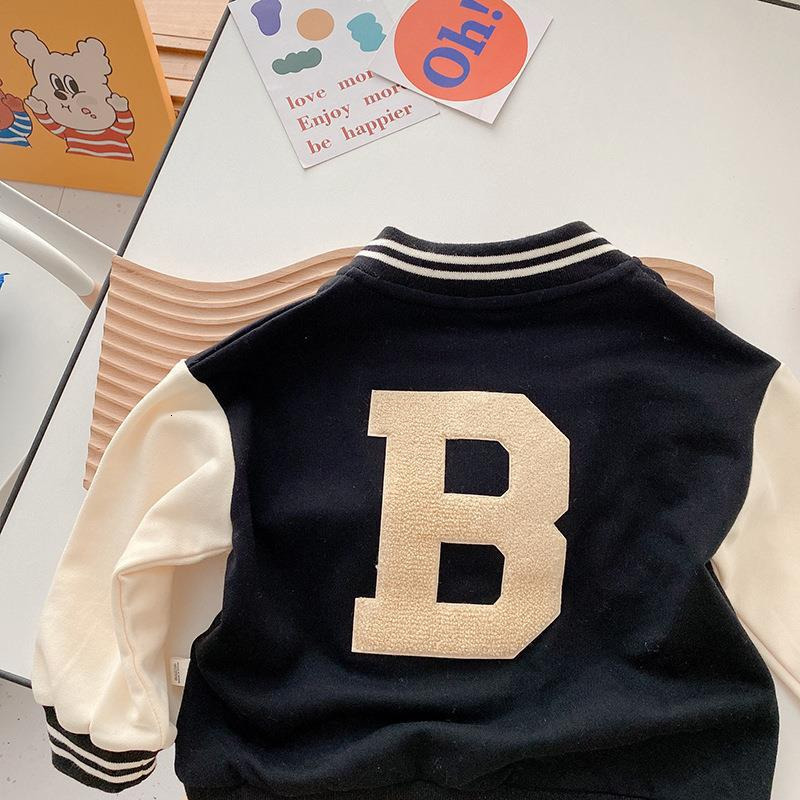 Jackets Spring Baby Boys Letters Baseball Jacket Kids Cotton Clothes Children College Style Coat Girls Varsity Bomber Outerwear Uniform 230811