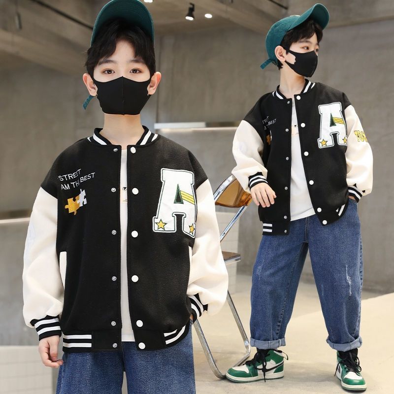 Jackets Boys Harajuku Bomber Spring Fall Jackets Oversized Couple Baseball Unisex Style Students School Uniform Hip-hop Varsity Outfits 230811