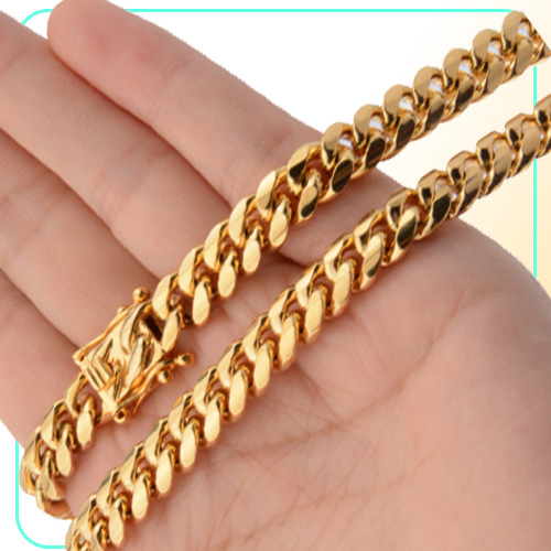 81012141618mm 1830inches Miami Cuban Link Gold Chain Hip Hop Jewelry Thick Stainless Steel Necklace