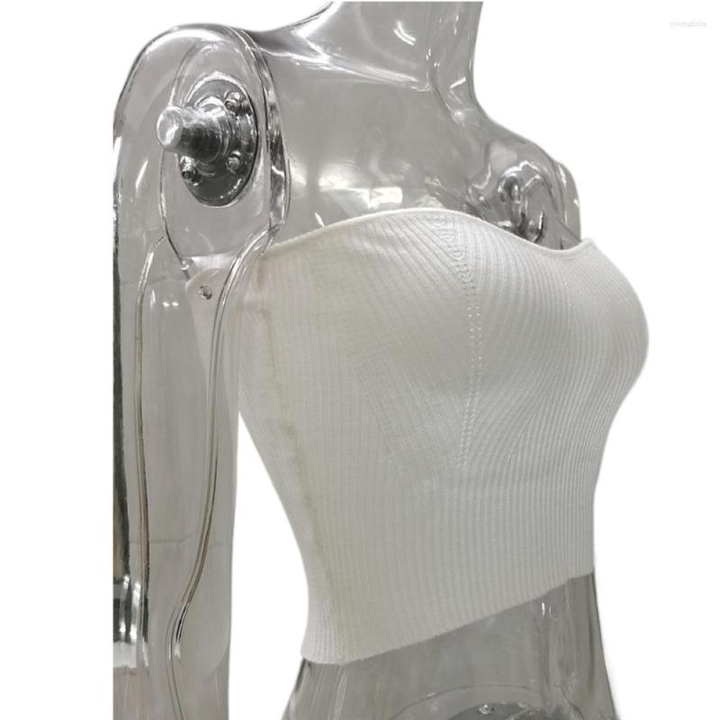 Women's Tanks Sexy Babes Tight Bandeau Knit Cutout Wool Top