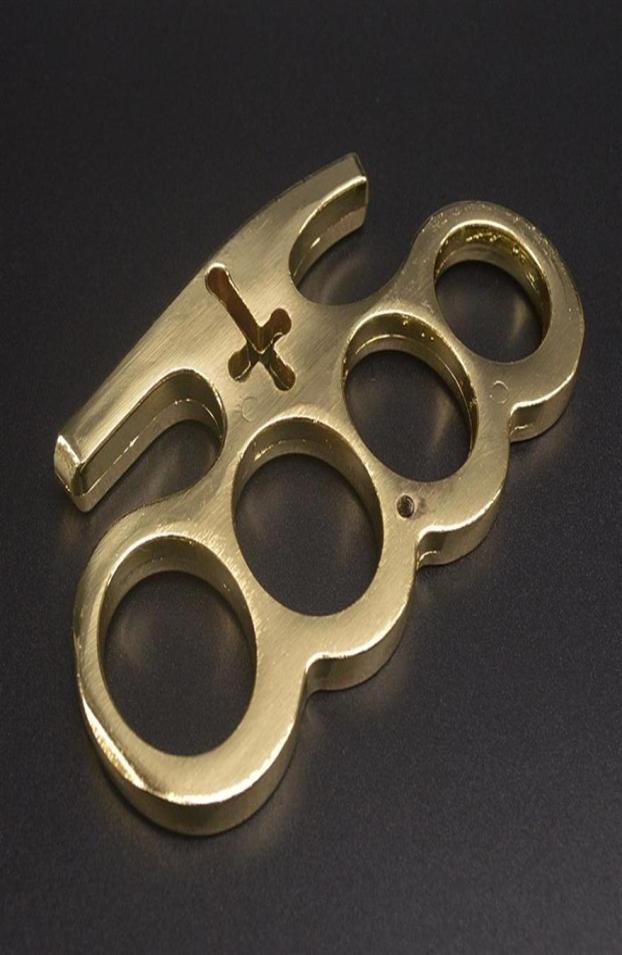Metal Cross Knuckle Duster Four Finger Tiger Fist Buckle Security Defense Tiger Ring Buckle Selfdefense Edc Tool236T246g9909940