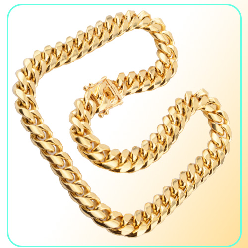 81012141618mm 1830inches Miami Cuban Link Gold Chain Hip Hop Jewelry Thick Stainless Steel Necklace