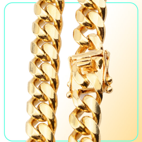81012141618mm 1830inches Miami Cuban Link Gold Chain Hip Hop Jewelry Thick Stainless Steel Necklace