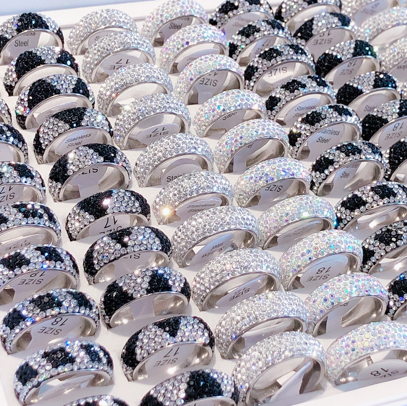 Solitaire Ring 30/36pcs/lot 5 row clay full Stainless steel ring advanced mix color and style for men and women Ring Wedding Jewelry 230810