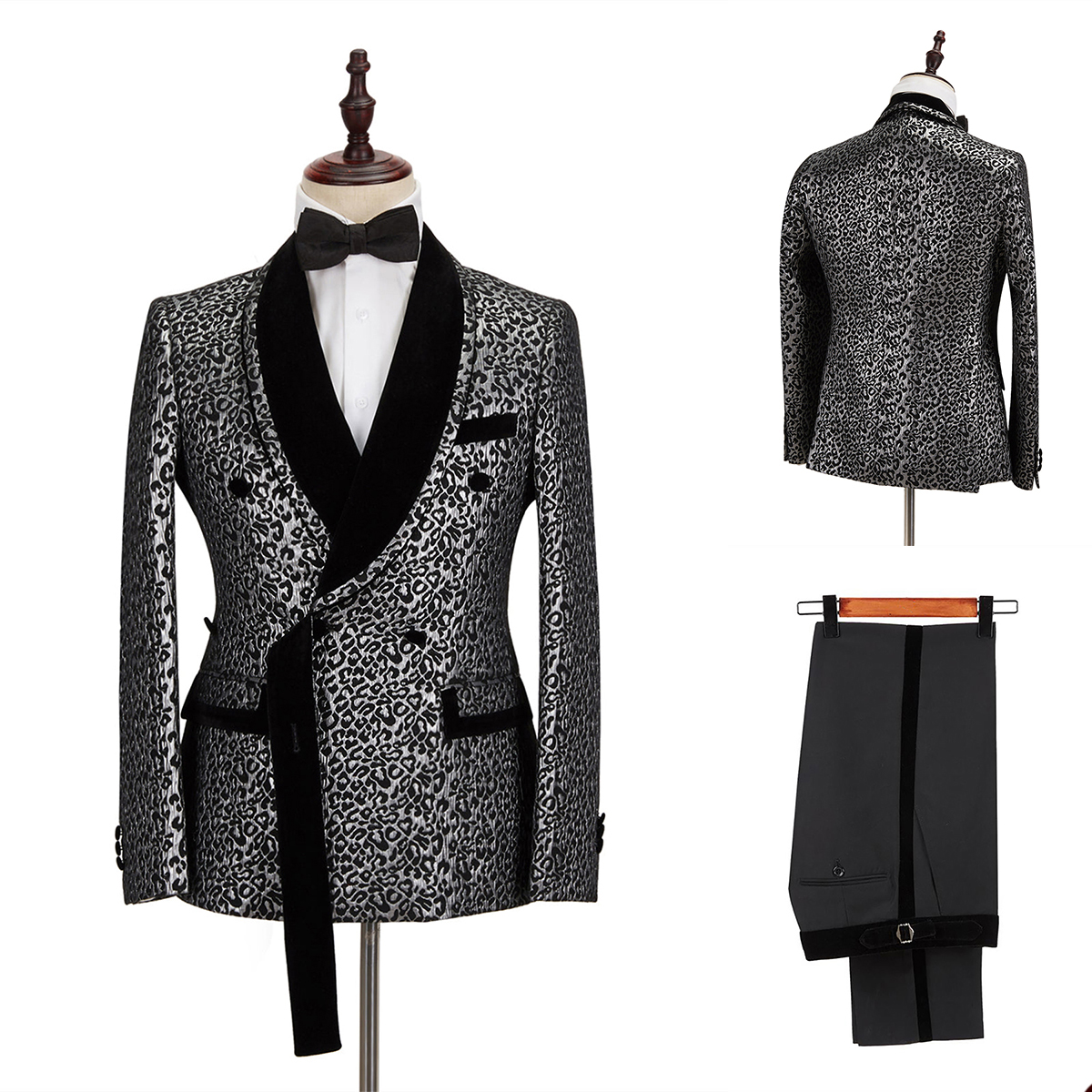 Leopard Print Men Wedding Tuxedos Custom Made Shawl Lapel Groom Wear Slim Fit Jacket Suits Prom Party Pants Coat 2 Pieces