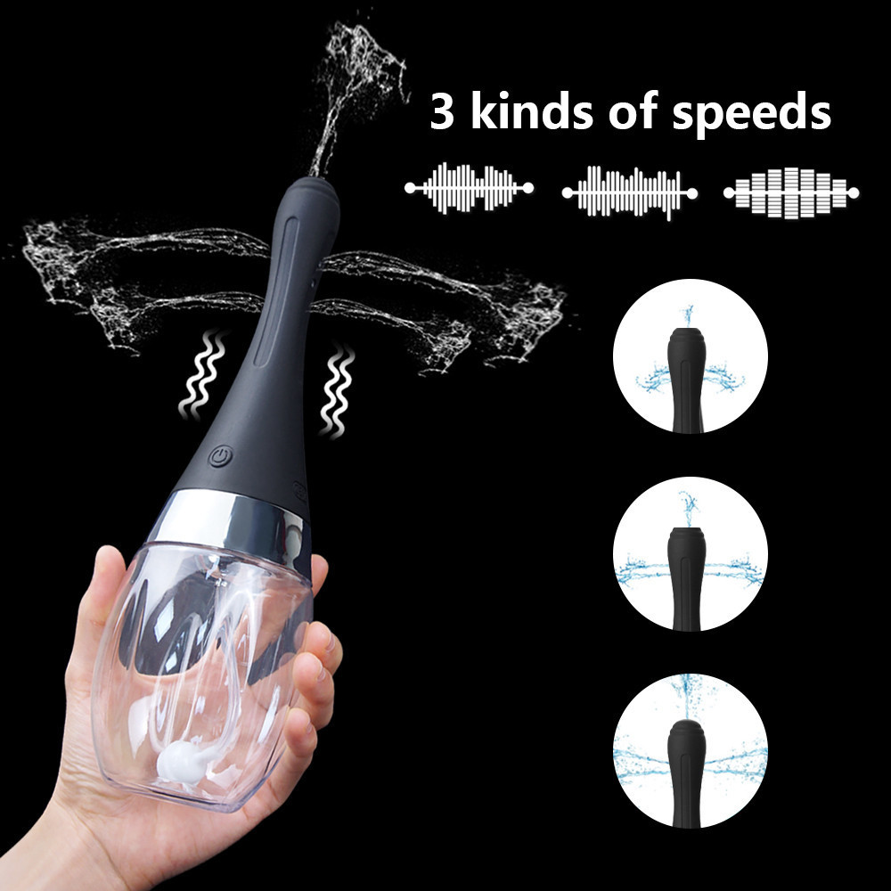 Anal Toys Vagina Anal Cleaner Rubber Anus Shower Health Washing Tool 3 Speeds Electric Enema Cleaning Container for Men Women 230810