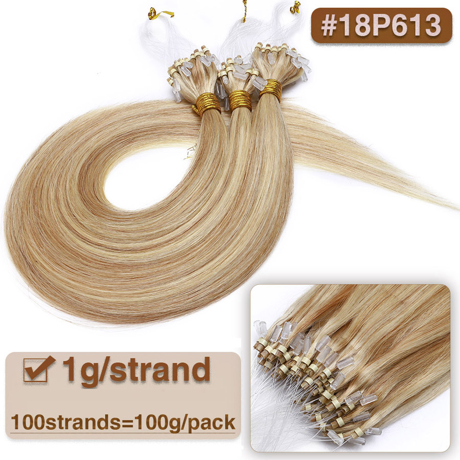 1g Micro Loop Human Hair Extensions Healthy End Micro Link Micro Ring 100pcs Keratin Capsule Straight Natural Hair