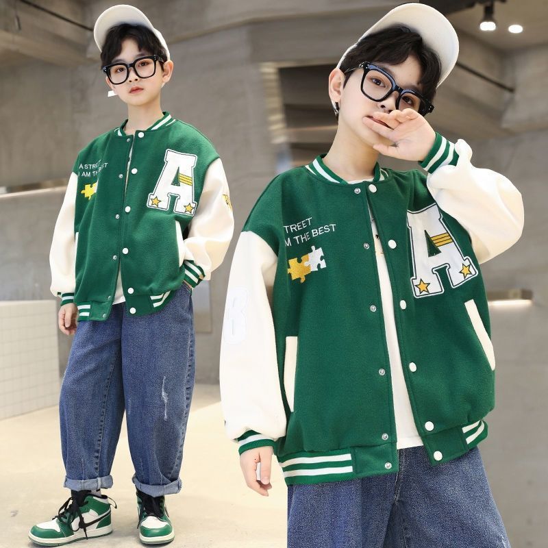 Jackets Boys Harajuku Bomber Spring Fall Jackets Oversized Couple Baseball Unisex Style Students School Uniform Hip-hop Varsity Outfits 230811