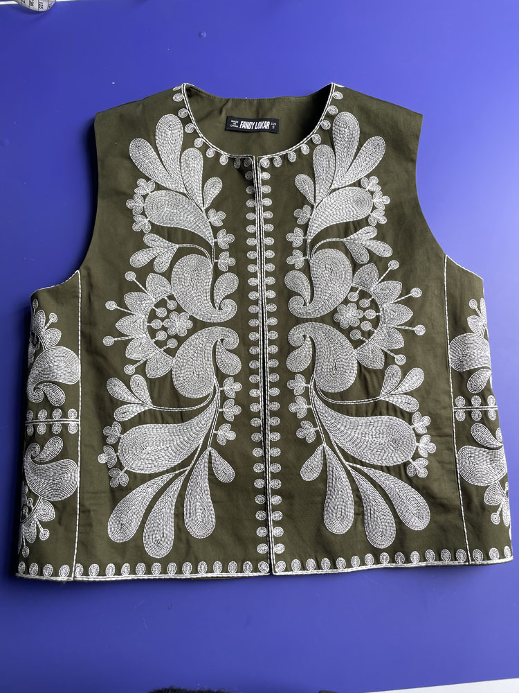 Women's Vests RR2493 Streetwear Short Embroidered Vests Women Traf Oficial Store Sleeveless Cropped Coats No Closure Eleagnt Cotton Jackets 23081