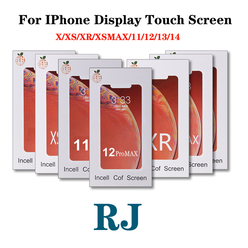 RJ Screen For iPhone X XR XsMax 11 12 13 14 14Plus LCD Display Touch Screen Digitizer Assembly No Dead Pixel Replacement Parts