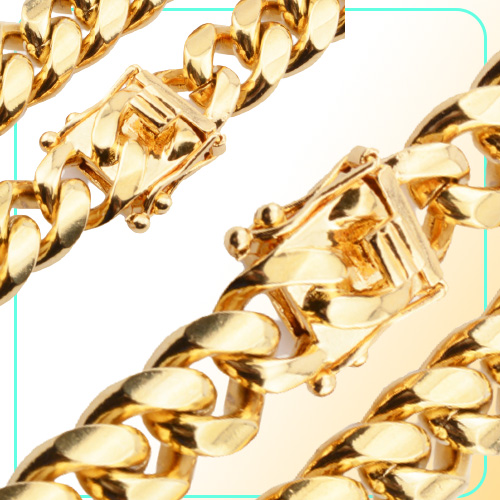 81012141618mm 1830inches Miami Cuban Link Gold Chain Hip Hop Jewelry Thick Stainless Steel Necklace
