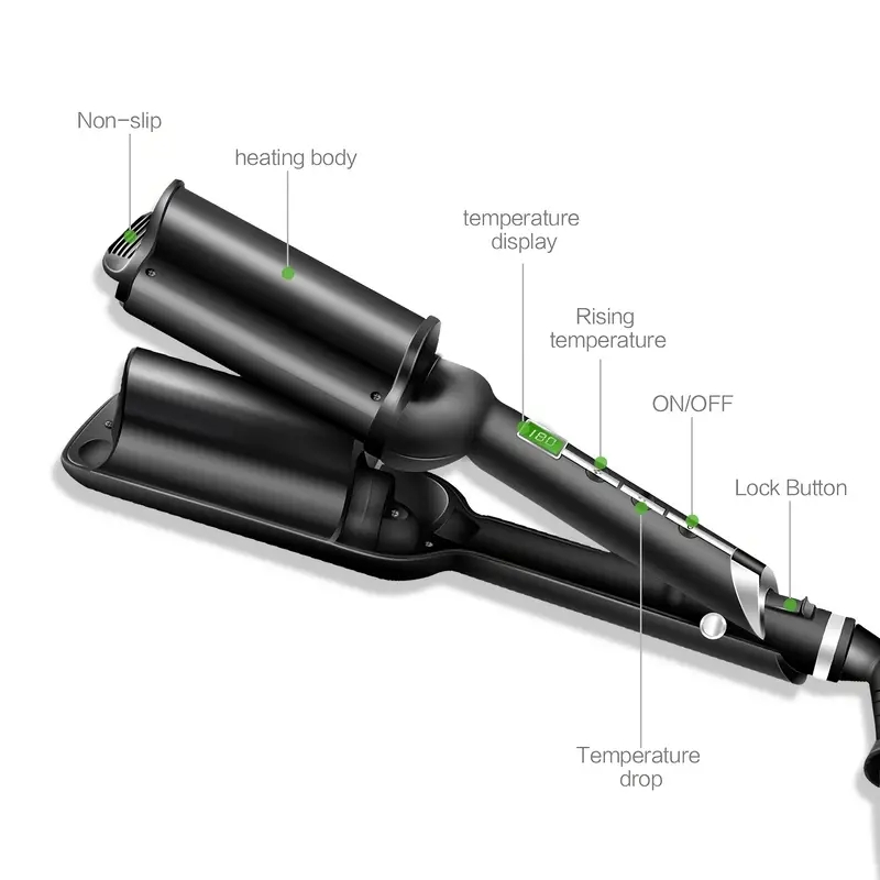 Professional Ceramic Curling Wand - 32mm Deep Waver Hair Crimper for Salon and Home Use - Create Stunning Curls and Waves with Ease