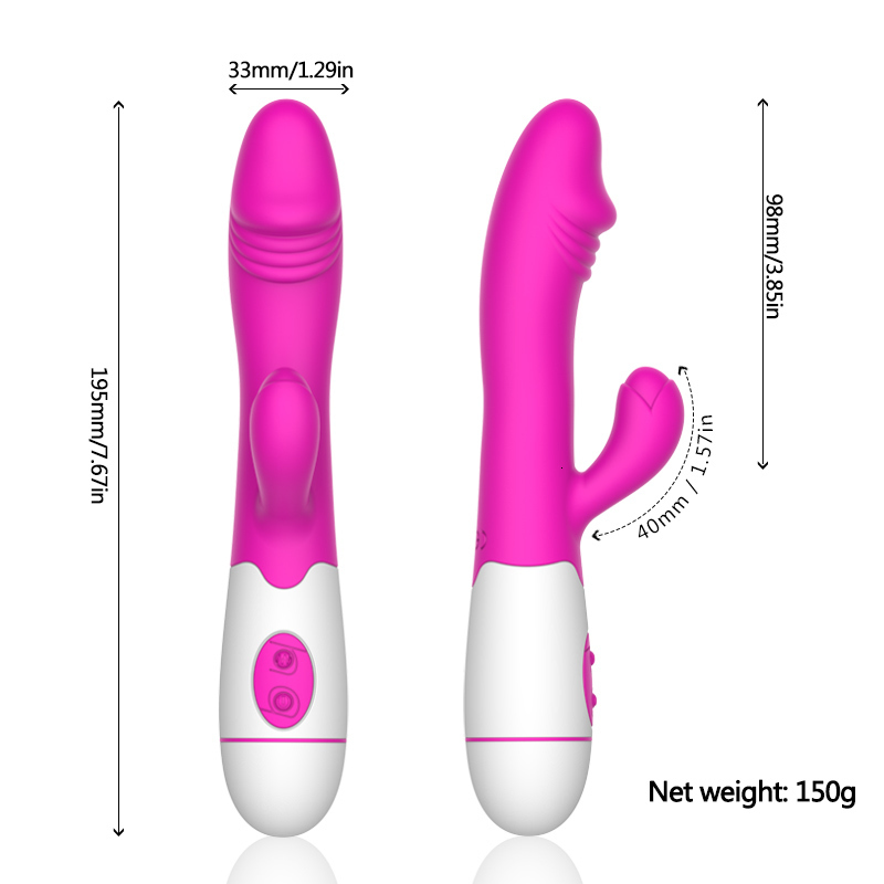 Vibrators 30 Speed Rechargeable Handheld Silicone Adult Clit Clitoral Clitoris Sex Toy G Spot Dual Motor Rabbit Vibrator for Women Female 230811