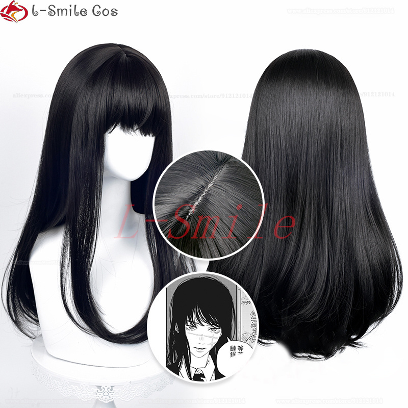 Cosplay Wigs Anime Chainsaw Man Mitaka Asa Cosplay Wig Asa Mitaka 65cm Long Black Heat Resistant Synthetic Hair Halloween Wigs Wig Cap 230810