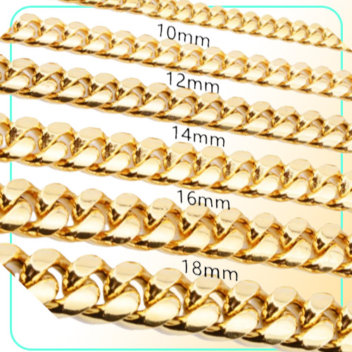 81012141618mm 1830inches Miami Cuban Link Gold Chain Hip Hop Jewelry Thick Stainless Steel Necklace