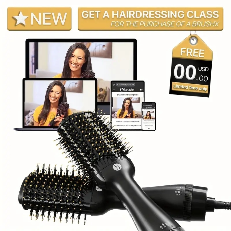 Professional Hot Air Brush Hair Styler - Multi-Functional Straightener, Curler, and Comb for Men and Women