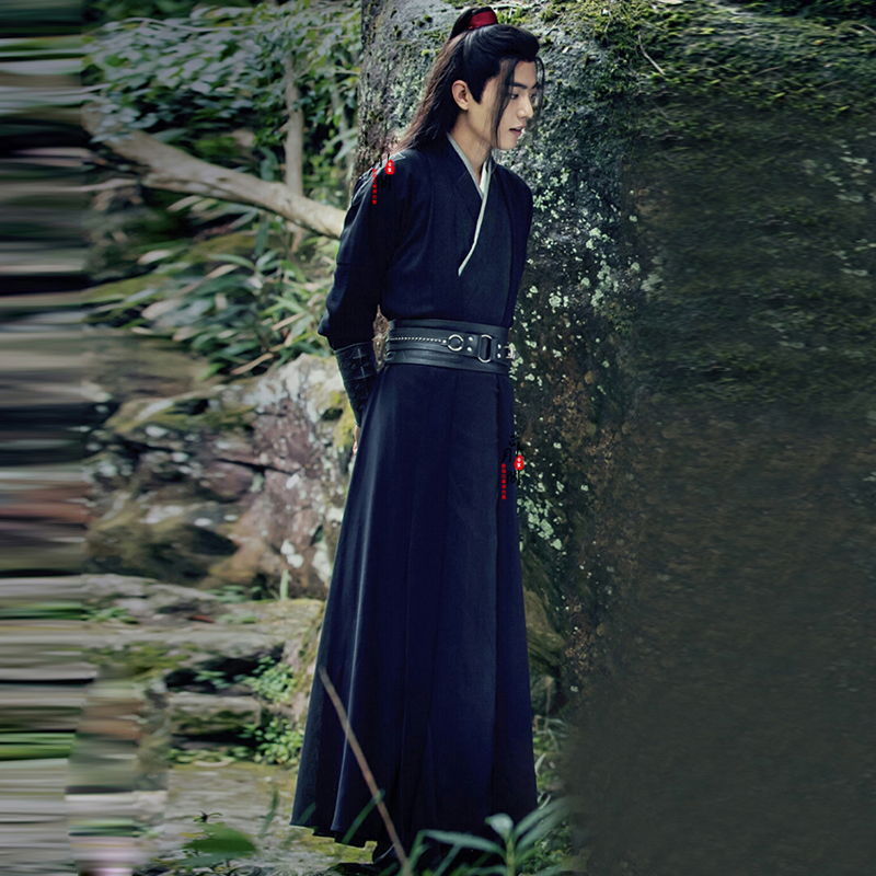 TV Play Chen Qing Lin Outfit Xiao Zhan Same Style Men Hanfu Cotton Linen Black Martial Arts Swordman Costume Prodigal Chivalrous Ancient Clothing