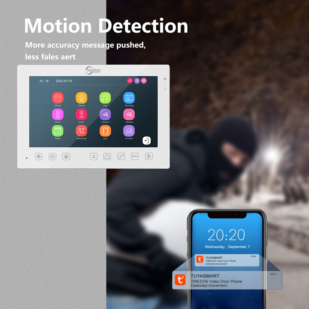 Latest Smart Home Video Intercom System 1080P Wide View Angle Wired 7 lnch Screen Monitor Night Vision For Home Villa Apartment
