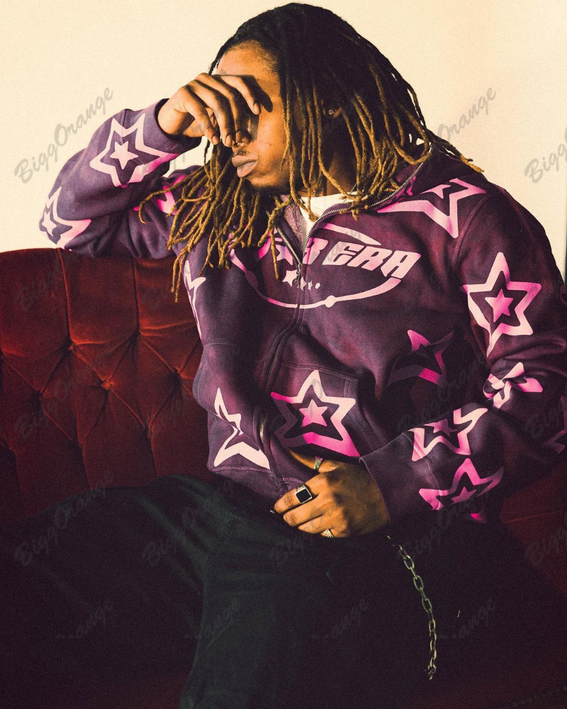 Mens Hoodies Sweatshirts for Men American Style Y2k Zip Up Hoodie Couple Cardigan Jacket Full Face Zipper Loose Super Star Print Clothing 230810