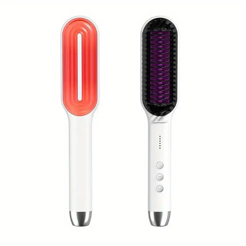 Multifunctional Negative Ion Hair Straightener Styling Comb, Hair Straightener Brush And Curler, Portable Electric Straightening Comb Fast Heating
