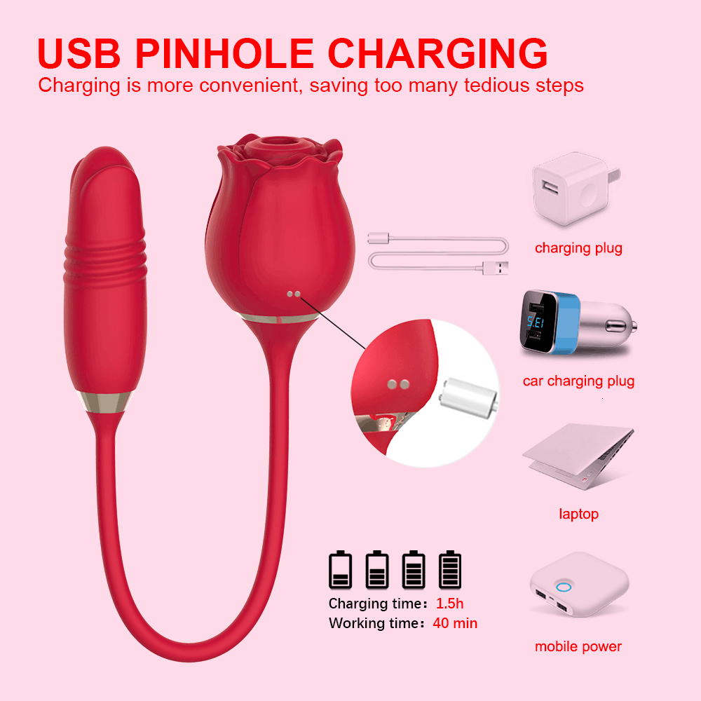 Vibrators Rose Sucking Vibrator for Women Nipple Clit Stimulator Vibrating Egg Dildo Clitoris Sucker Vibator Sex Toy 230811