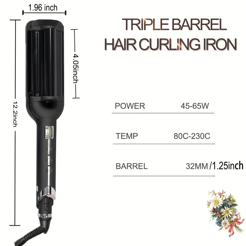 Professional Ceramic Curling Wand - 32mm Deep Waver Hair Crimper for Salon and Home Use - Create Stunning Curls and Waves with Ease